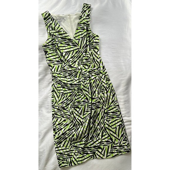 Maggy London Dresses & Skirts - Maggy London Womens Black Green Sleeveless Plunging Wrap Midi Dress Size 10